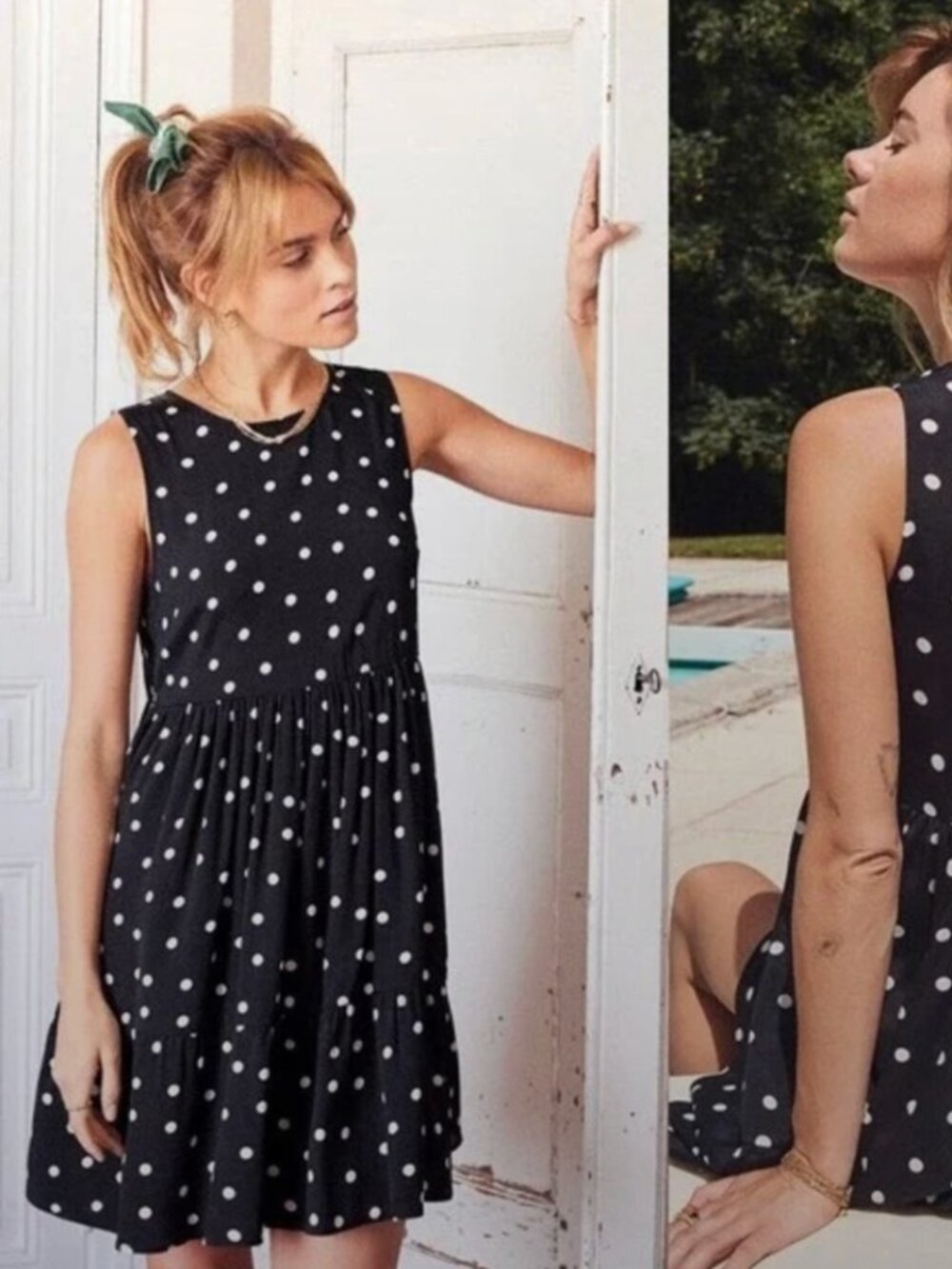Sézane Fifi Dress in Black and White Polka Dot